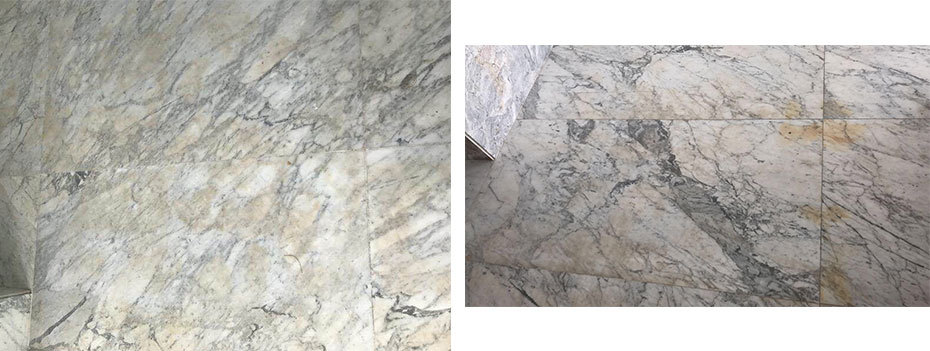 How To Repair Calacatta Marble Floor Yellow Stains Pfm Stone