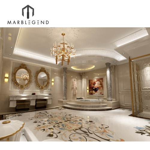 Master suite bathroom marble waterjet medallion 3D design