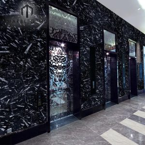 PFM Morocco Black Fossil Marble Slabs for wall and floor decoration
