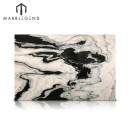 Patrón de pared destacado de Bookmatch en azulejos de mármol blanco panda