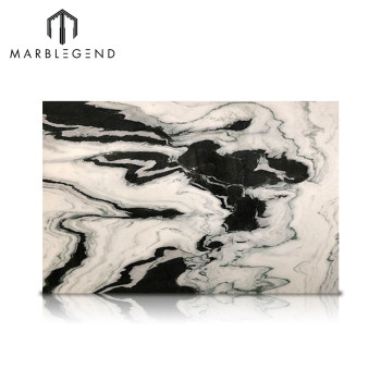 Bookmatch Featured Wall Pattern in Panda White Marble Tiles