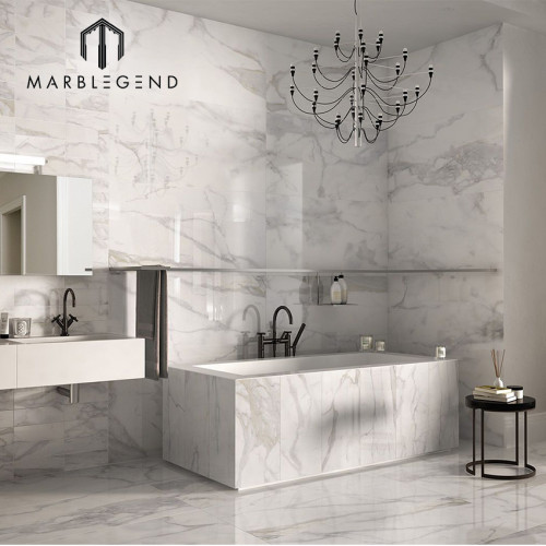 China factory Elegant style Statuario White Marble for bathroom