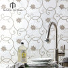 icy bloom gray polished marble waterjet mosaic tile for wall decor