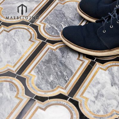 inara kentucky haze brass and marble waterjet mosaic tile for wall or backsplash