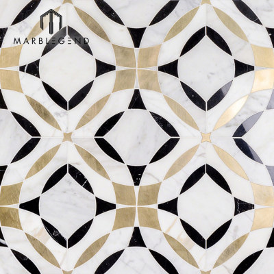 Newly design kaleidoscope magnifique marble waterjet mosaic tile