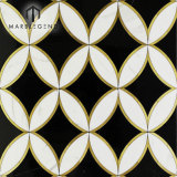 Customized design kaleidoscope oblique marble waterjet mosaic floor tile