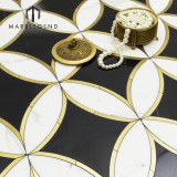 Customized design kaleidoscope oblique marble waterjet mosaic floor tile