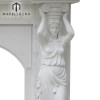 Hand carving woman statue white marble fireplace mantel