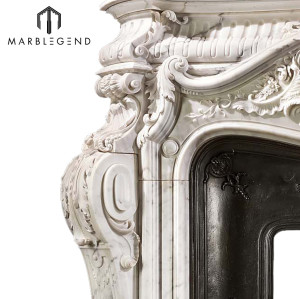 French style carved marble fireplace mantel surround