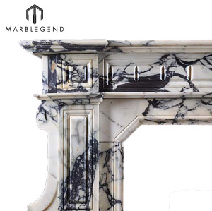 Magnificent Hand Carved Italian Marble Fireplace Mantle