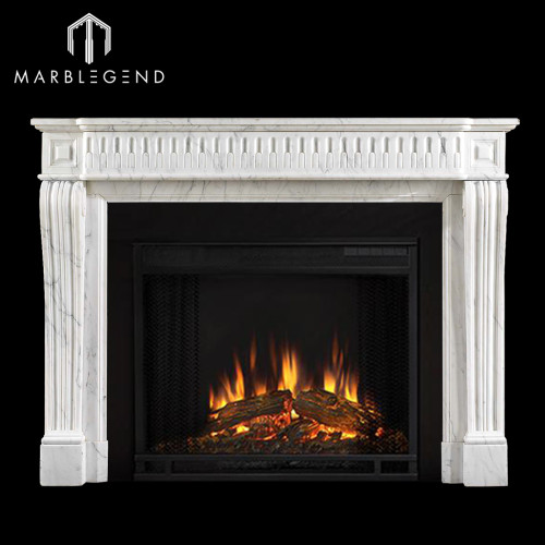 Factory price French style antique white marble fireplace