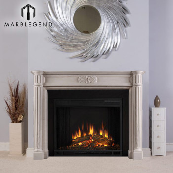 PFM High quality house decorative white carved marble fireplace