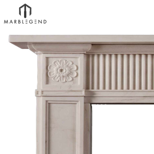 Modern style white marble fireplace mantel for sale