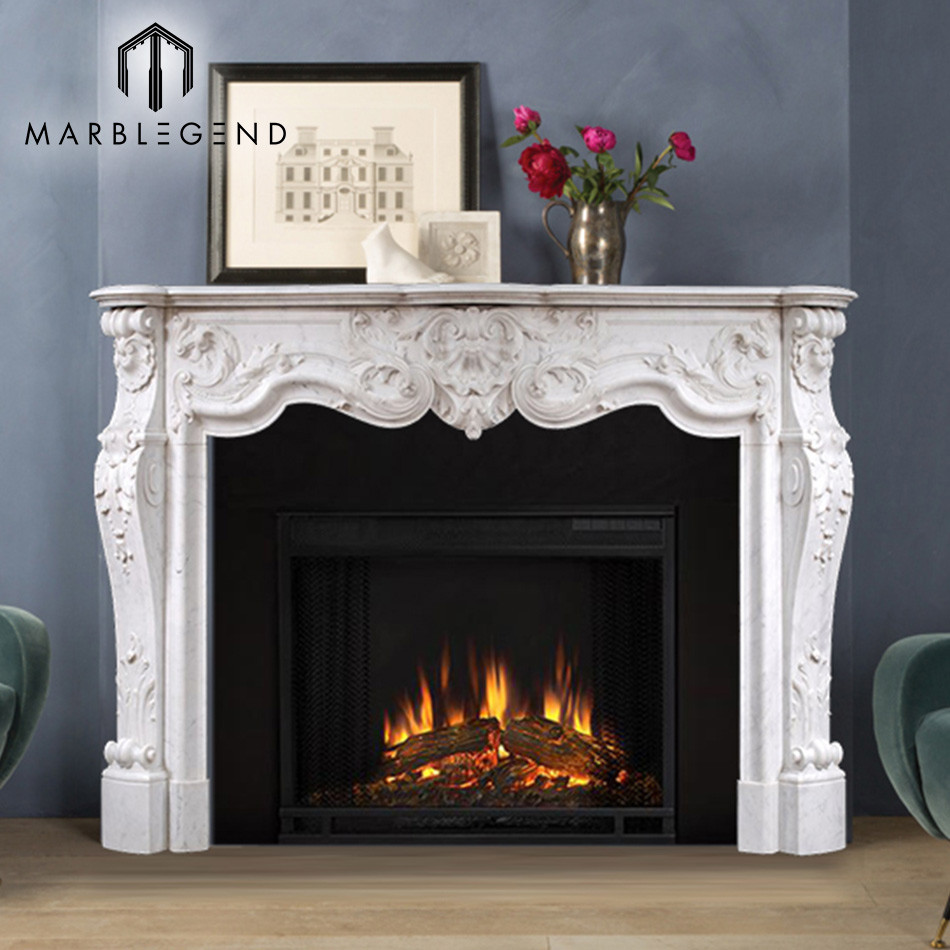 High quality wholesale fireplace mantel white marble for sale Marble