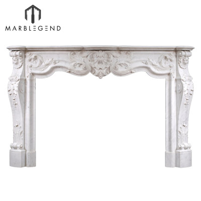 High quality wholesale fireplace mantel white marble for sale