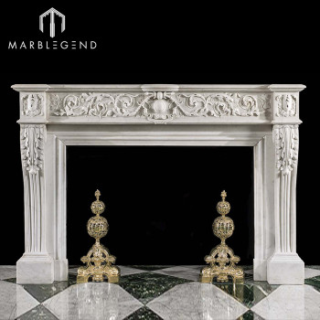 Best price carrara white marble chimneypiece hand carved antique french louis marble fireplace mantel