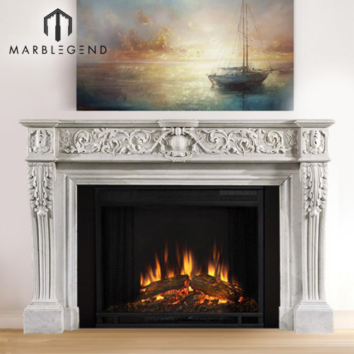 Best price carrara white marble chimneypiece hand carved antique french louis marble fireplace mantel