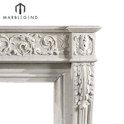 Best price carrara white marble chimneypiece hand carved antique french louis marble fireplace mantel
