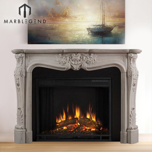 well polished beautiful decorative hand carved marble fireplace surround