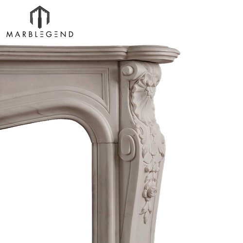 well polished beautiful decorative hand carved marble fireplace surround