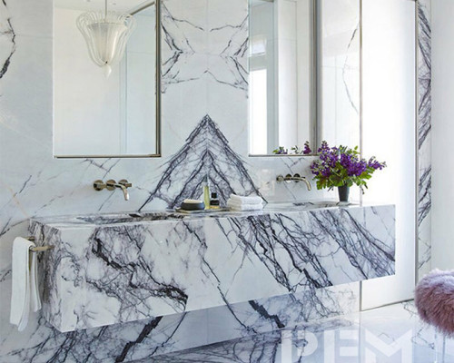 More contemporary minimalist design with marble elements