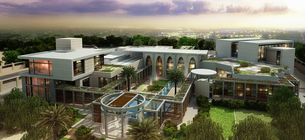 Doha Modern Palace Project-3D diseño de villa exterior