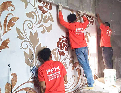 Fuente y decoración de Chechenia en instalación por el equipo de PFM