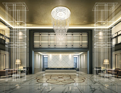 Diamond Twin Tower 3D diseño de lobby