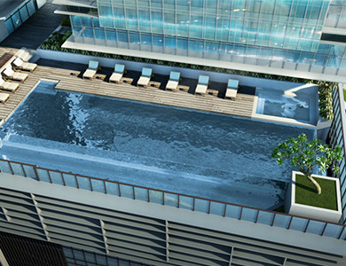 Diamond Twin Tower outdoor swimming pool design
