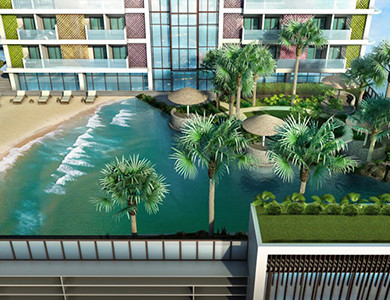 Diseño de playa artificial de Diamond Twin Tower