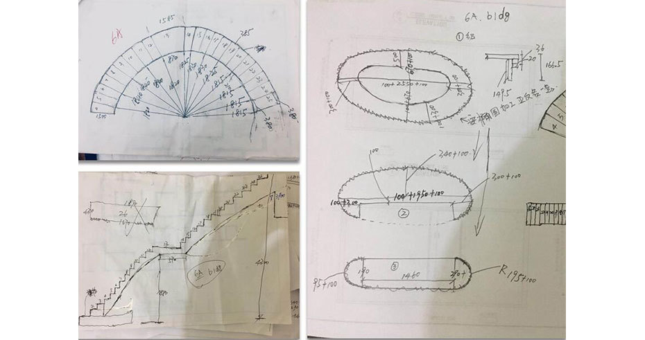 Measurement data on site PFM Curved Staircase