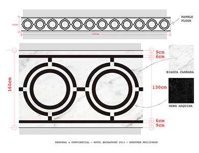 Hotel Bachaumont marble waterjet medallion design