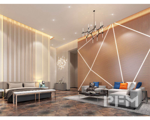 The living room wall construction of a luxury villa