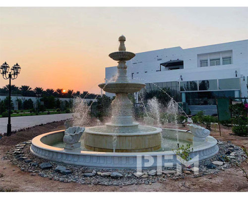 PFM New installed marble fountain well received by Qatar customer
