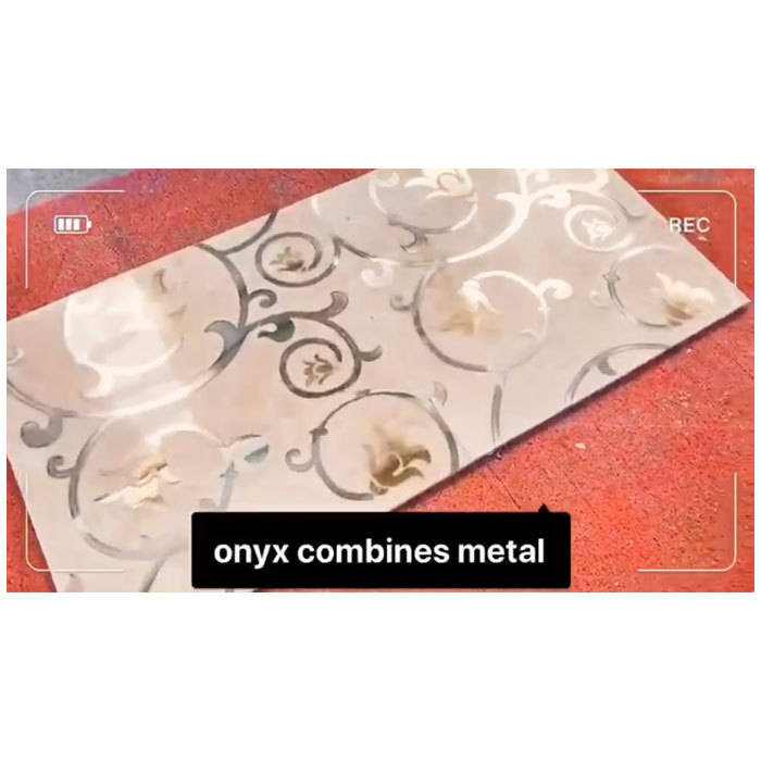PFM is producing metal inlay in natural marble onyx