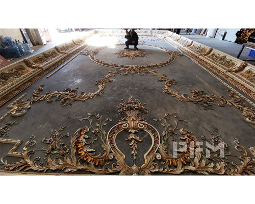 Detail of plaster work on FRP carving ceiling