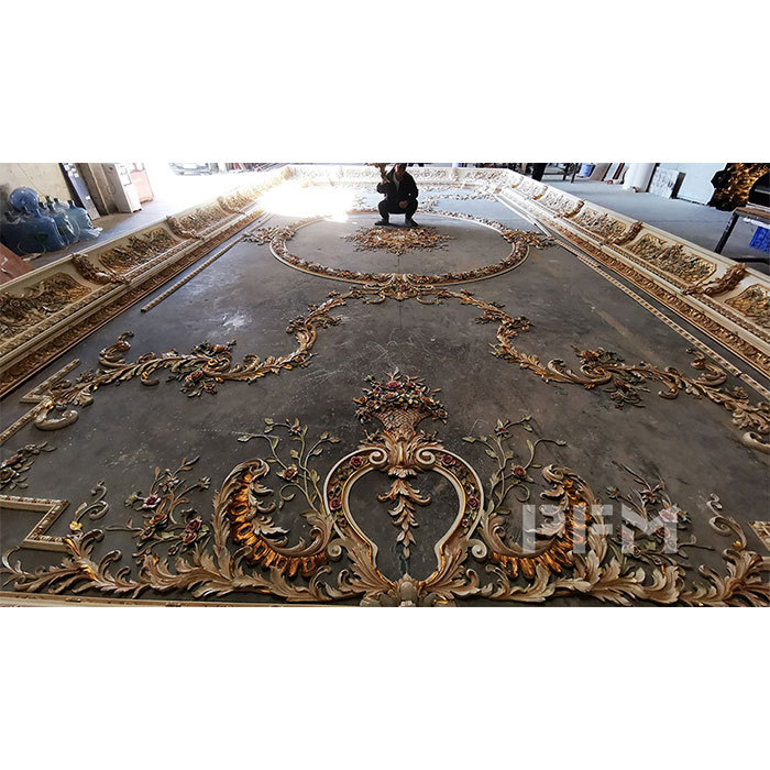 Detail of plaster work on FRP carving ceiling