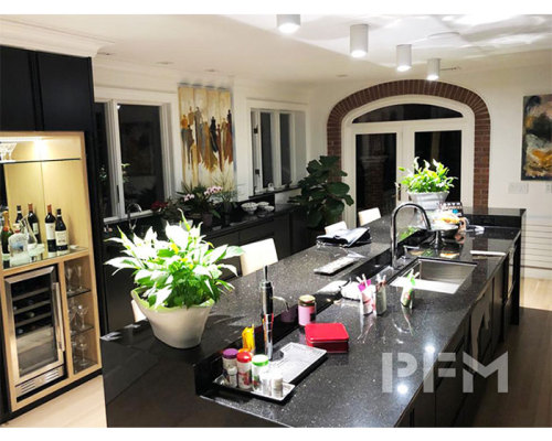 PFM customed black galaxy granite countertop received high appreciation of customer