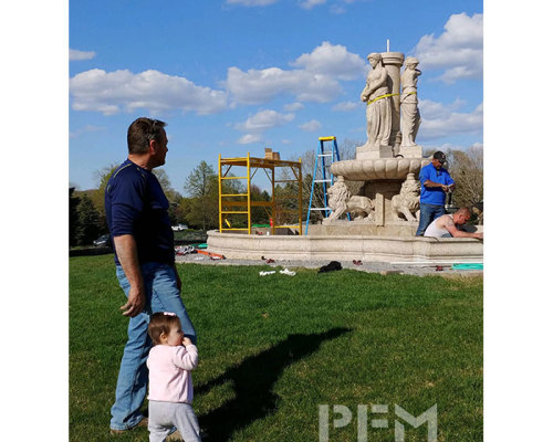 The granite water fountain is represents a father's love
