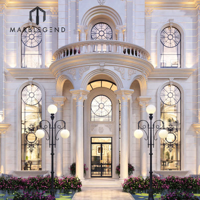 Classical Style Grand Entrance Decoration Natural Roman Columns Stone Porticos