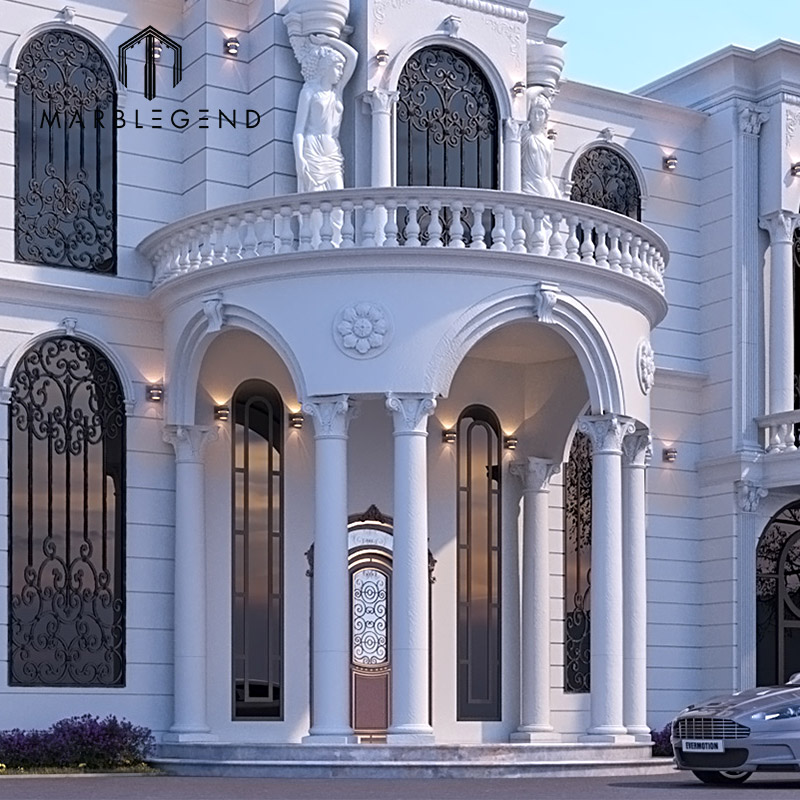 Classical Style Grand Entrance Decoration Natural Roman Columns