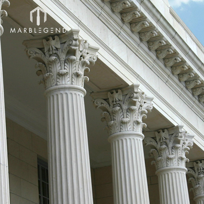 Luxury Villa architecture Decoration Natural Marble Stone Round Roman Column Capital