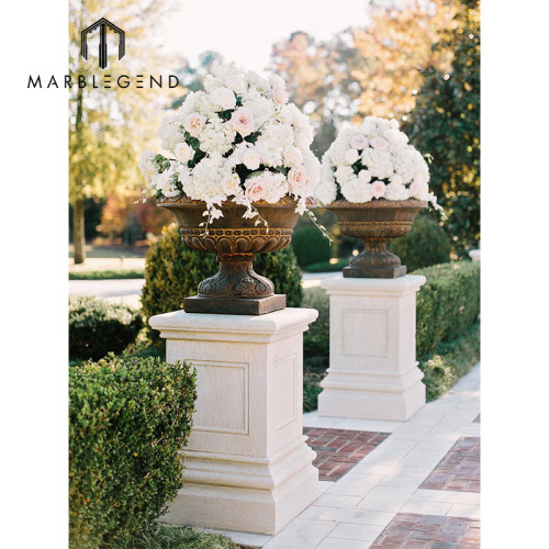 Neoclassical marble column pedestal classical carving stone plinth
