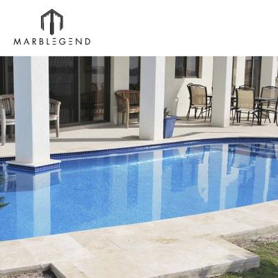 Light blue iridescent blend glass mosaic tile antislip glass mosaic tiles for swimming pool price