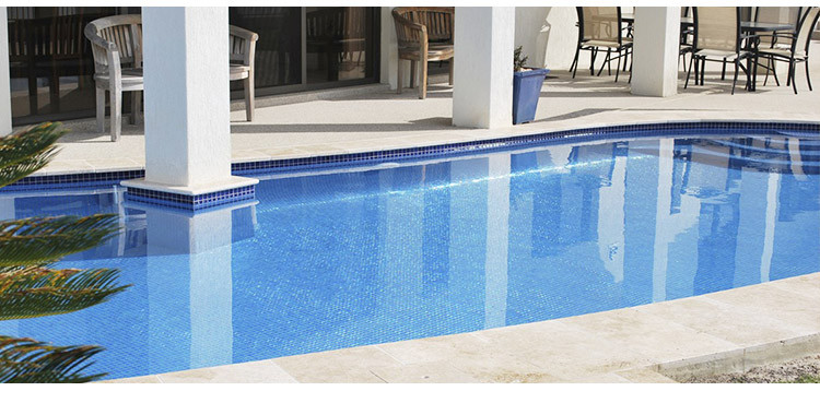 Light blue iridescent blend glass mosaic tile antislip glass mosaic tiles for swimming pool price-5