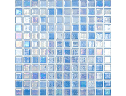 Light blue iridescent blend glass mosaic tile antislip glass mosaic tiles for swimming pool price