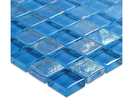 customized transparent lightwaves blue glass mosaic tiles for swimming pool price