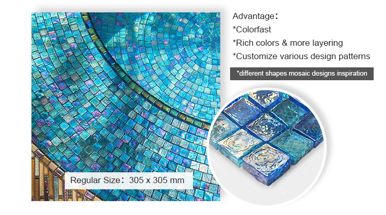 Luminescent iridescent clear glass swimming pool mosaic tiles for private villa-2