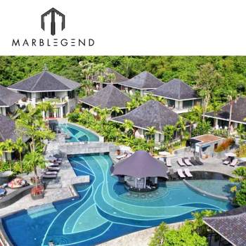 Customized design blue glass polished mosaics for outdoor Resort big swimming pool