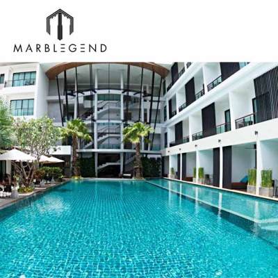 Green blue glass polished mosaics tiles for Outdoor big swimming pool